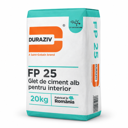 Glet alb de finisaj Duraziv FP 25 cu Kauciuc, 0-2 mm, 20 kg